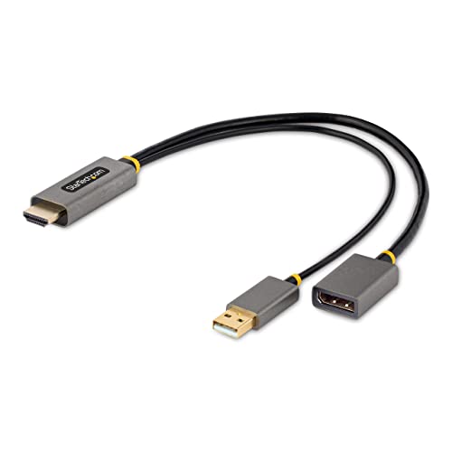StarTech.com 1ft (30cm) HDMI to DisplayPort Adapter Cable, Active 4K 60Hz HDMI 2.0 to DP 1.2 Converter, HDR, USB Bus Powered, HDMI Source to DisplayPort Monitor for Laptops/PC (128-HDMI-DISPLAYPORT) - Image 1