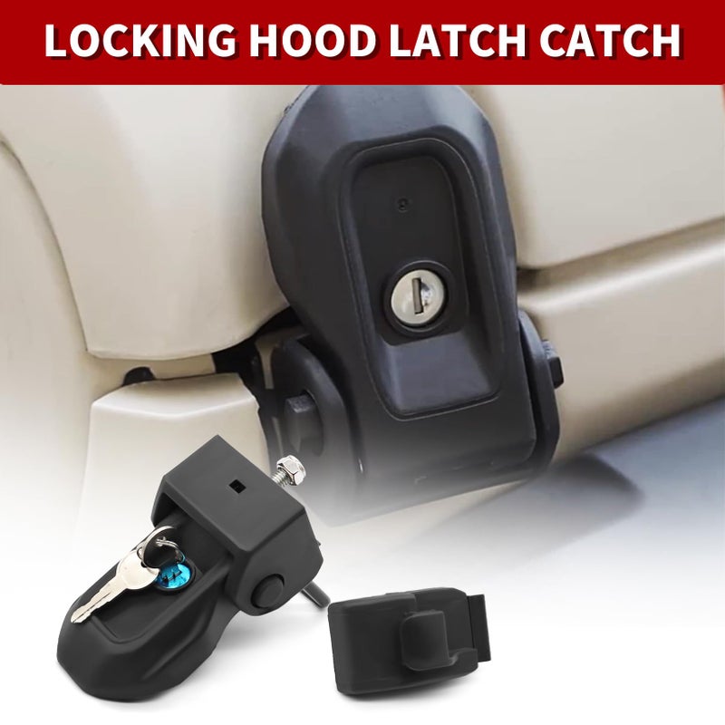Generic Nakkaa Locking Hood Latch Catch with Lock Compatible with Wrangler JL JT 2018-2024 Accessories Black 2pcs  - Image 2
