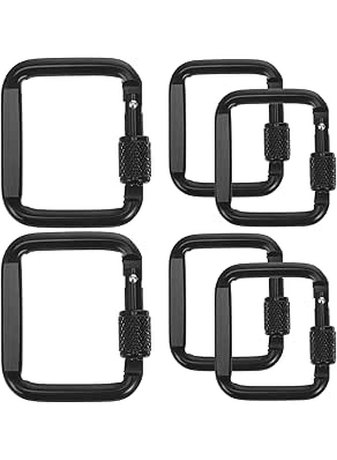 6 Pack Black Aluminum Locking Carabiner Clips Keychain Snap Hooks for Outdoor Camping - Image 1