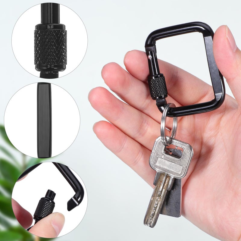 6 Pack Black Aluminum Locking Carabiner Clips Keychain Snap Hooks for Outdoor Camping - Image 5