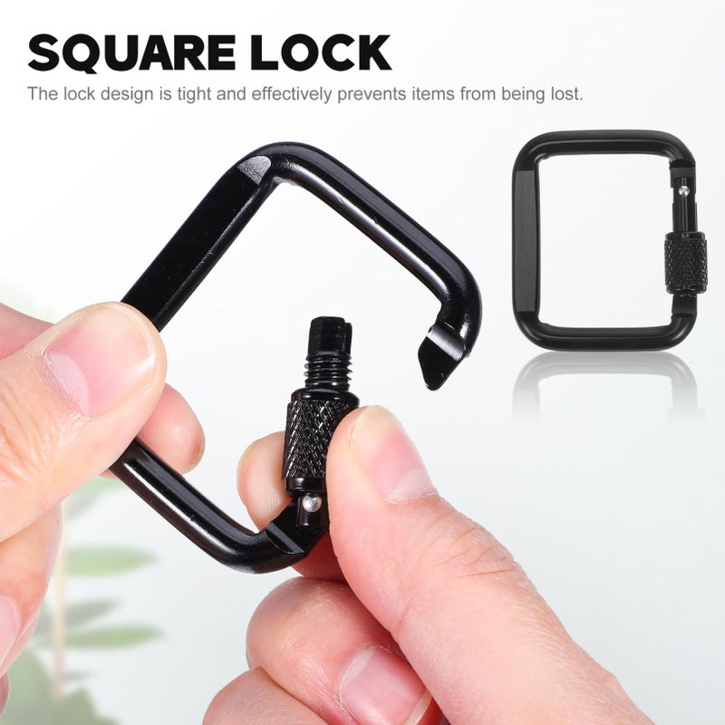 6 Pack Black Aluminum Locking Carabiner Clips Keychain Snap Hooks for Outdoor Camping - Image 4