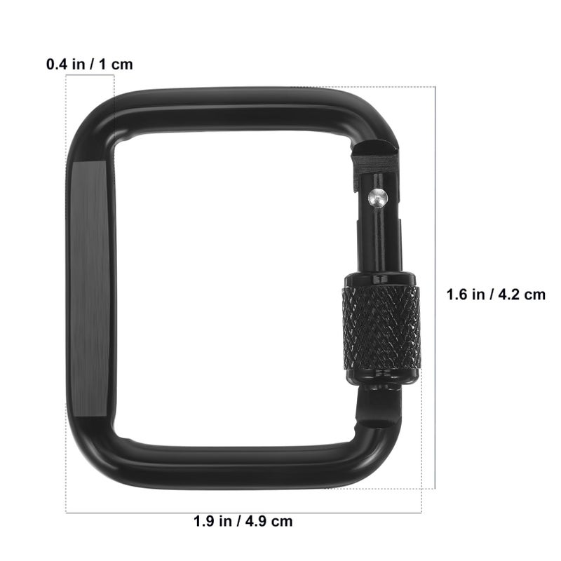 6 Pack Black Aluminum Locking Carabiner Clips Keychain Snap Hooks for Outdoor Camping - Image 3