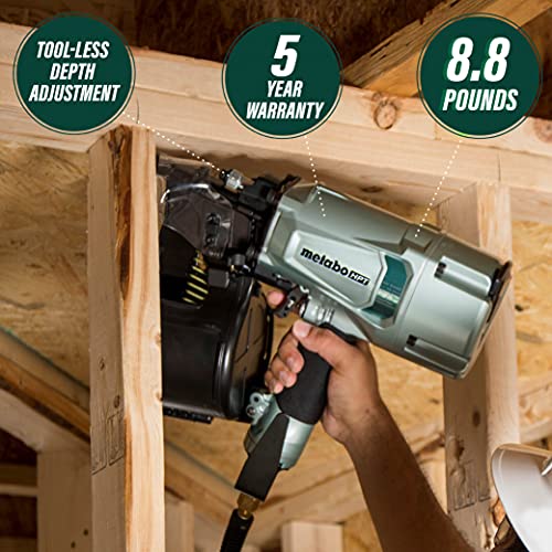 Metabo HPT Coil Framing Nailer | Pro Preferred Brand of Pneumatic Nailers | 15 Degree Magazine | Accepts 2-Inch up to 3-1/4-Inch Nails | Ideal for Wall Sheathing, Roof Decking, & Subflooring | NV83A5 - Image 2