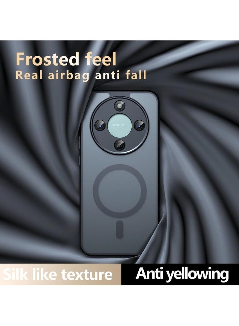 Magnetic Protective Case Compatible with Honor X9d 5G Matte Semi-Transparent Black Case Resists Yellowing Airbag-Style PC+TPU Shock-Absorbing Back Cover for Honor X9d - Image 4