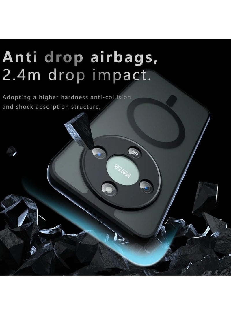 Magnetic Protective Case Compatible with Honor X9d 5G Matte Semi-Transparent Black Case Resists Yellowing Airbag-Style PC+TPU Shock-Absorbing Back Cover for Honor X9d - Image 5
