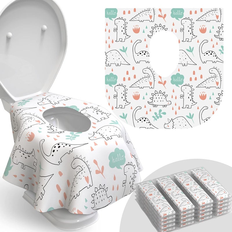 Relyo Toilet Seat Covers Disposable - 20 Pack - Waterproof, Ideal for Kids and Adults – Extra Large, Individually Wrapped for Travel, Toddlers Potty Training in Public Restrooms (Dinosaurs, 20) - Image 1