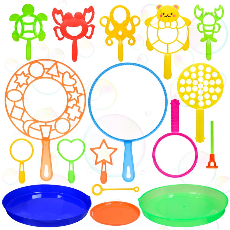 iShyan Bubble Wands Set for Kids17 pcs Assorted Bubble Wands with Tray Big Bubble Maker Wand for Kids Summer Outdoor GamesBirthday PartyFamily EventGifts for Bubble Lovers - Image 3