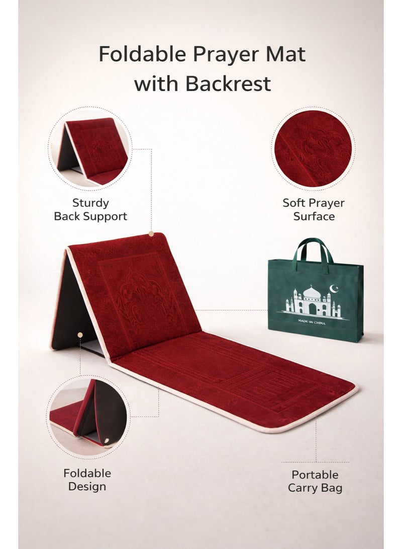 Royal King Foldable Prayer Mat with Back Support Portable Islamic Prayer Rug with Carry Bag Comfortable Salah Mat for Home Travel Mosque - Image 2