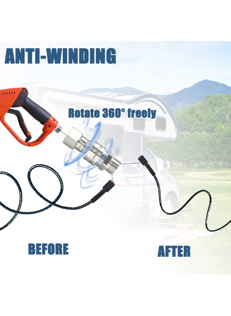 KASTWAVE Tool Daily Pressure Washer Adapter Set with Swivel, M22 14mm to 3/8" Quick Connect, Stainless Steel Quick Disconnect Swivel for Power Washer Hose, 5000 PSI - Image 3