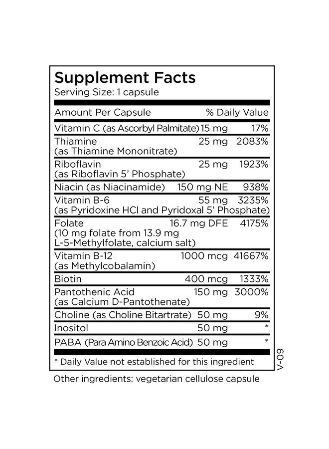 MethylPro B Complex + 10mg L-Methylfolate - Professional Strength Vitamin B Complex + Folate Supplement for Energy, Mood + Immune Support - Vitamin B12, Vitamin B6, Vitamin C + More - (30 Capsules) - Image 2