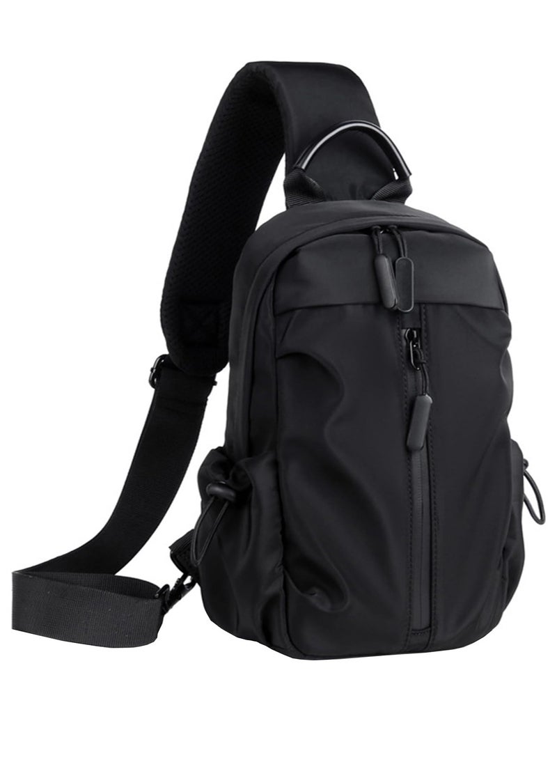 Crossbody Sling Backpack Sling Bag,Small Chest Bag for Hiking Traveling Outdoors (Black) - Image 1
