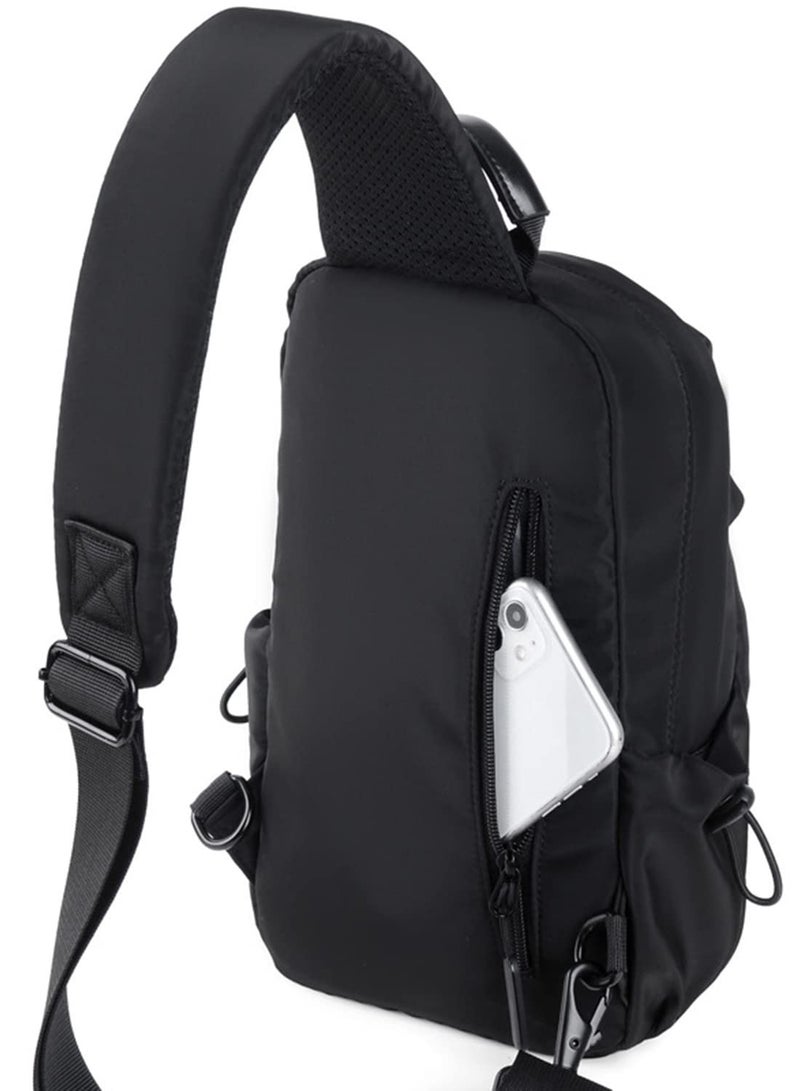 Crossbody Sling Backpack Sling Bag,Small Chest Bag for Hiking Traveling Outdoors (Black) - Image 5