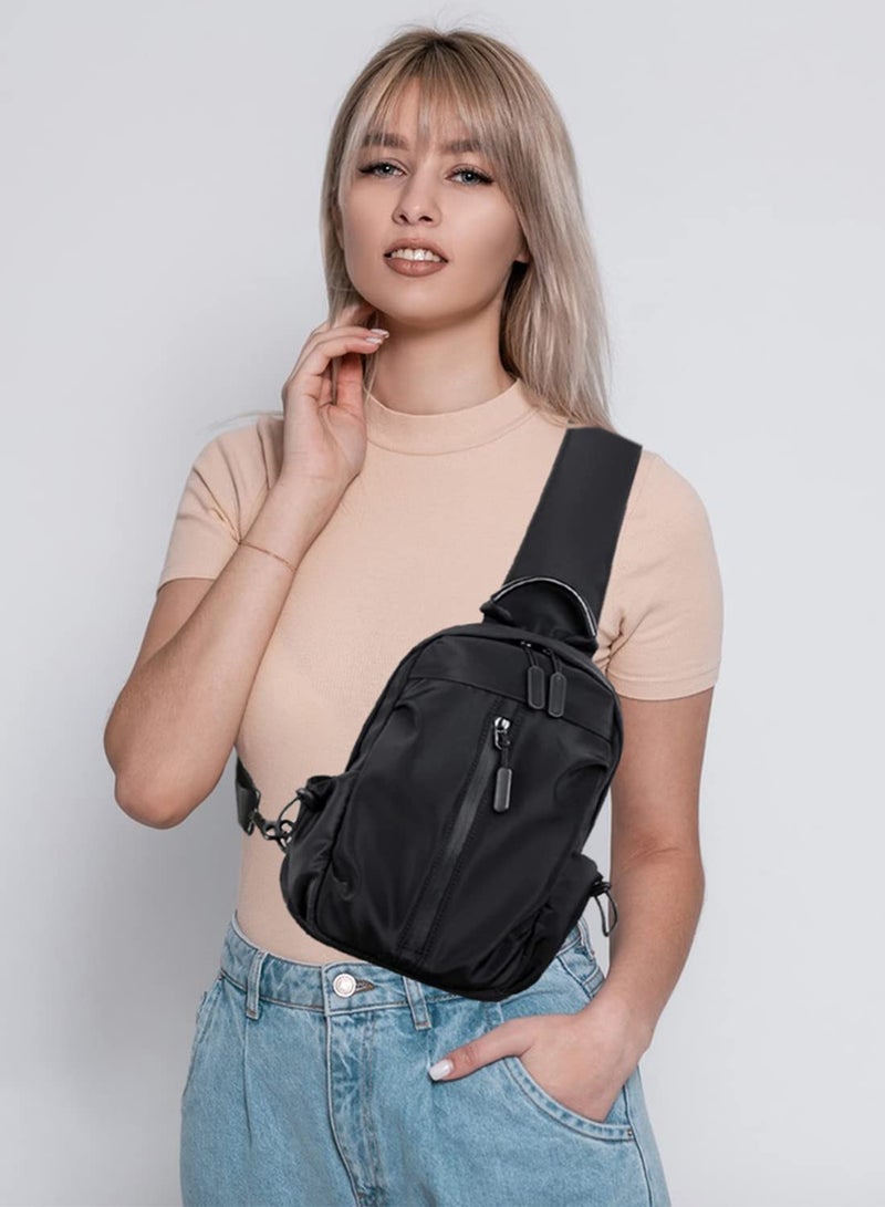 Crossbody Sling Backpack Sling Bag,Small Chest Bag for Hiking Traveling Outdoors (Black) - Image 3