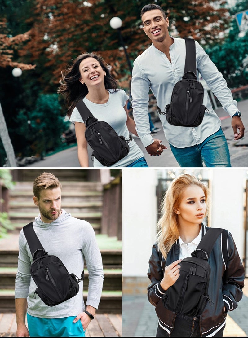 Crossbody Sling Backpack Sling Bag,Small Chest Bag for Hiking Traveling Outdoors (Black) - Image 2