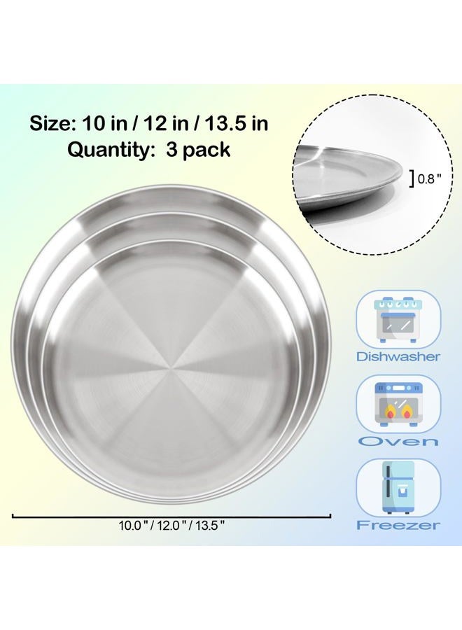 AWTBDP Pizza Pan Set for Oven, Non-Stick Stainless Steel Pizza Pans, Round Pizza Steel Tray for Baking Supplies & Kitchen, Restaurant, Home (13.5 Inch & 12 Inch & 10 Inch), Dishwasher Safe & Easy Clean - Image 3