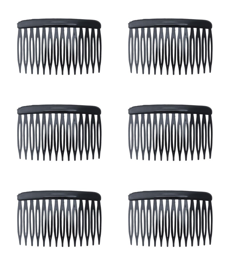 Ruwado 6 Pcs 14 Teeth Hair Side Comb Twist French Vintage Style Hair Clips Pins Accessories Supplies for Women Girls Bridal Wedding Veil Fine Long Curly Hair (Black) - Image 1