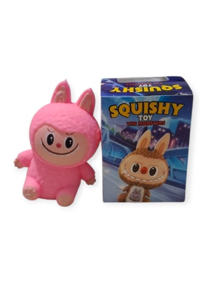 Generic Mainan Squishy The Monster Labubu Warna Warni Mainan Pencet Soft Toy Penghilang Stress pink  - Image 3