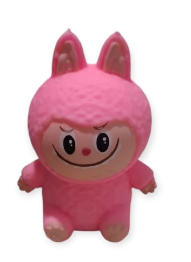 Generic Mainan Squishy The Monster Labubu Warna Warni Mainan Pencet Soft Toy Penghilang Stress pink  - Image 1