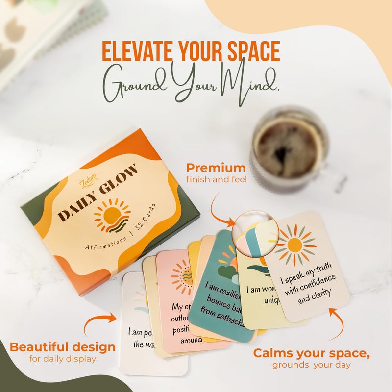 ZEDORA Daily Glow Affirmation Cards â€“ Daily Positivity & Self-Care Deck - Image 3