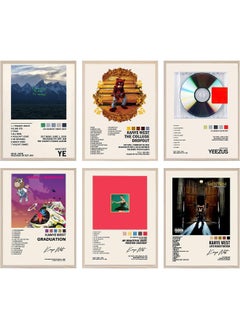 GLRSSN Kanye West Album Cover Signed Limited Posters Print Rapper Music Posters Canvas Wall Art Room Aesthetic Set of 6 for Teen and Girls Dorm Décor, 20cmx25cm (8inchx10inch)