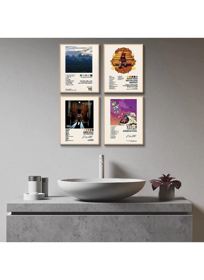 Home Trove - GLRSSN Kanye West Album Cover Signed Limited Posters Print Rapper Music Posters Canvas Wall Art Room Aesthetic Set of 6 for Teen and Girls Dorm Décor, 20cmx25cm (8inchx10inch) - Image 1