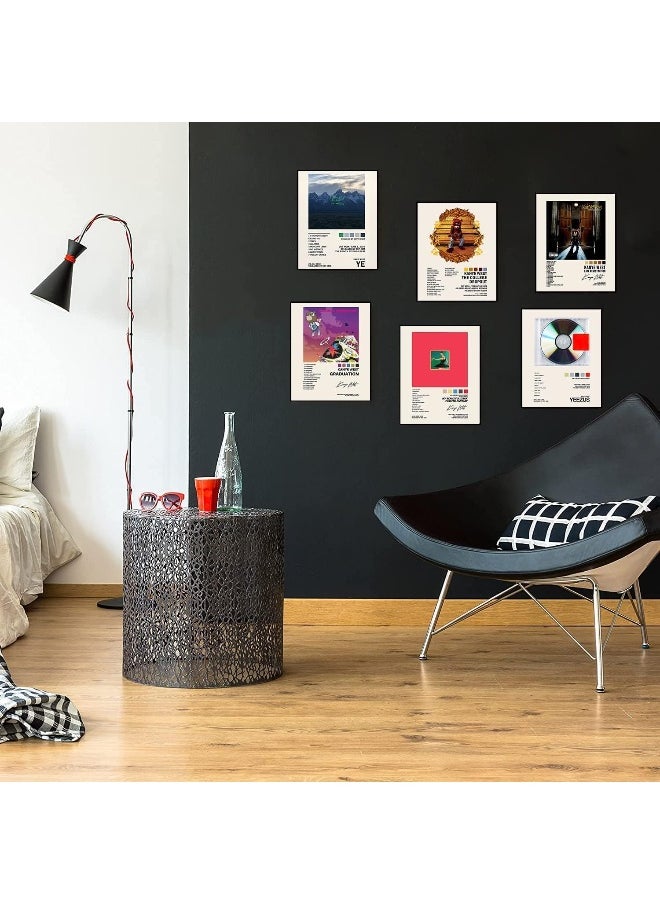 Home Trove - GLRSSN Kanye West Album Cover Signed Limited Posters Print Rapper Music Posters Canvas Wall Art Room Aesthetic Set of 6 for Teen and Girls Dorm Décor, 20cmx25cm (8inchx10inch) - Image 1