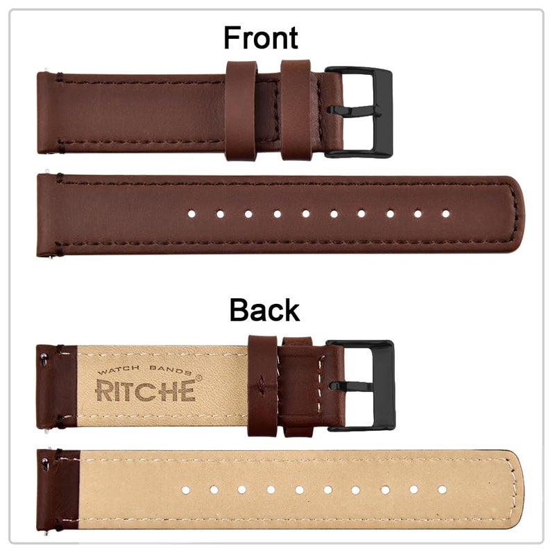 Ritche حزام ساعة ريتشي الجلدية مع دبابيس إطلاق سريع، حزام ساعة بديل 22 مم للرجال والنساء، يناسب الساعات الذكية والساعات التقليدية - Image 5
