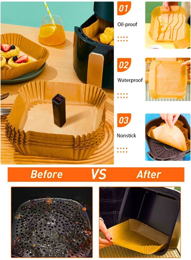 Chase Up 50Pcs Air Fryer Disposable Paper Liner, Air Fryer Liners Square, Baking Paper for Air Fryer Water-proof,Parchment Paper for Baking Roasting Microwave,7.9 inch/20cm,Square - Image 2
