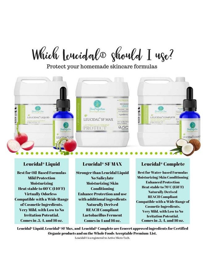 Skin Perfection Leucidal Complete Waterbased Cosmetic Protection Diy Synthetic Preservative Alternative Liquid Coconut Peptide Lactic Skin Perfection .5 Ounce  - Image 4