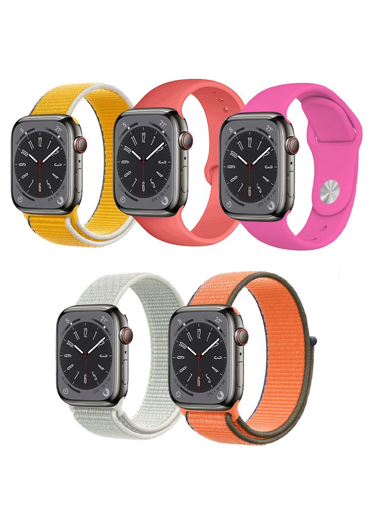 Perfii - 5pcs Watch Bands Replacement for Apple Watch Strap Compatible with Apple Watch 49/46/45/44/42mm Series 10/9/8/7/6/5/4/SE/Ultra - Image 1