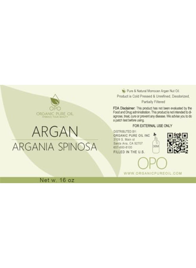 OPO Deodorized Argan Oil 16 oz Pure Morocco Partially Filtered Unscented NonGMO Vegan Bulk Carrier Oil for Skin Hair Face Body Hydrating Nourishing Soothing DIY Soaps Creams - Image 3