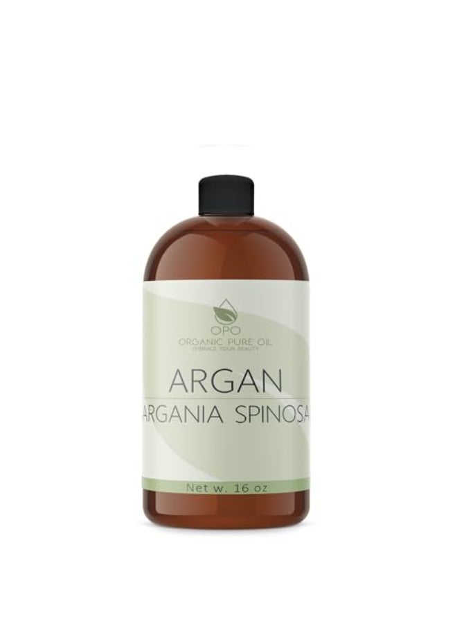 OPO Deodorized Argan Oil 16 oz Pure Morocco Partially Filtered Unscented NonGMO Vegan Bulk Carrier Oil for Skin Hair Face Body Hydrating Nourishing Soothing DIY Soaps Creams - Image 1