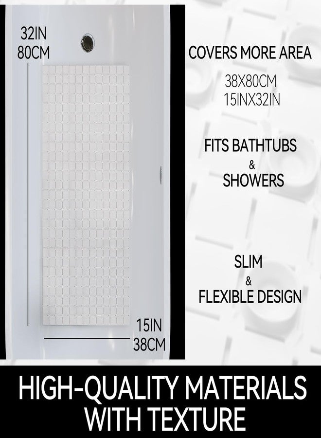 Hargiis Non-Slip Bathtub Mat, Anti Slip Shower Mat, Fast Drying Bathtub Mats, Foot Scrubber Mat, Anti Slip Mat for Tub, Floor, Bathroom, Kitchen, Home, Hotel (White 32"×15") - Image 2