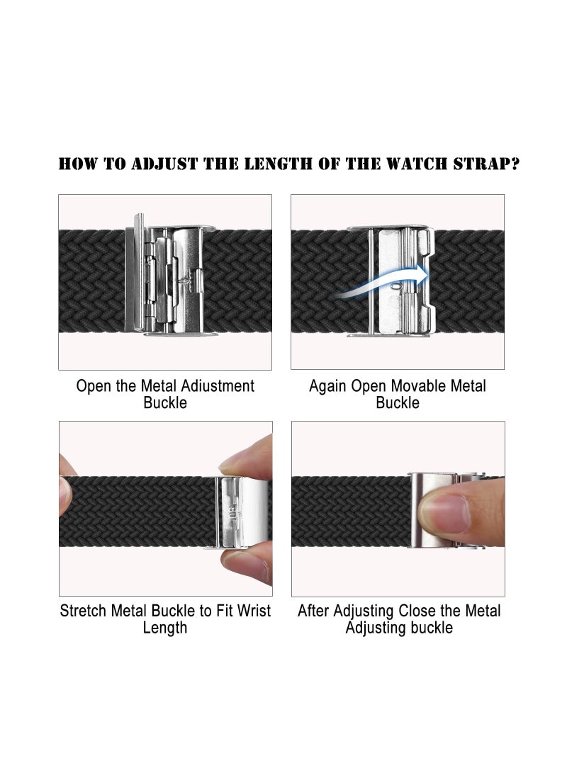 Barakah Braided Nylon Strap Compatible with Xiaomi Smart Band 8, Breathable Stretchable Elastic Sport Fashion Strap Replacement Band for Women Men Children, Black - Image 5