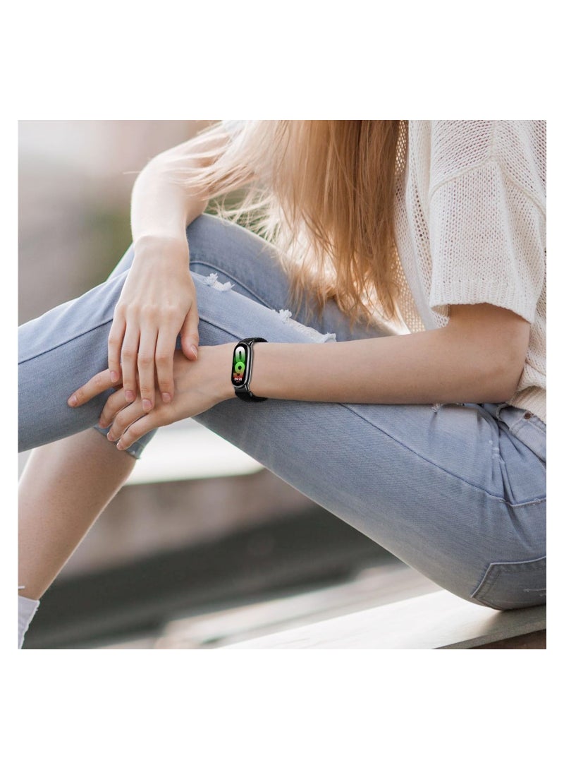 Barakah Braided Nylon Strap Compatible with Xiaomi Smart Band 8, Breathable Stretchable Elastic Sport Fashion Strap Replacement Band for Women Men Children, Black - Image 3