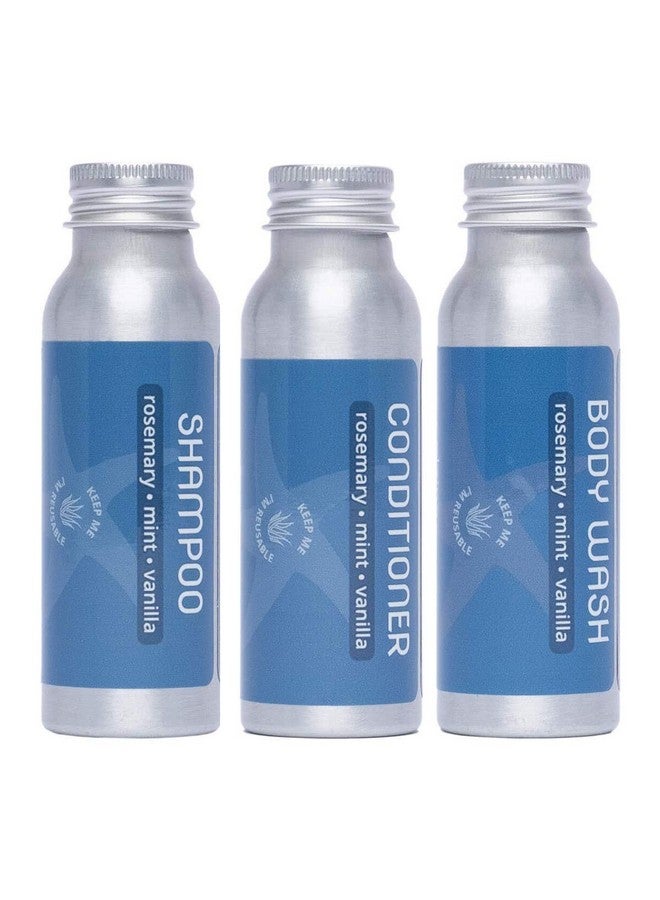 Plaine Products Travel Size Shampoo Conditioner And Body Wash Rosemary Mint Vanilla Sulfate Free Refillable Bottle 2.5 Oz - Image 2