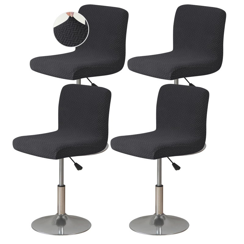 FUANGUI Bar Stool Covers Set of 4 Stretch Bar Stool Chair Cover Slipcovers Knitted Jacquard Counter Stool Bar Chair Covers for Kitchen Pub Dining Room Knitted Black - Image 2