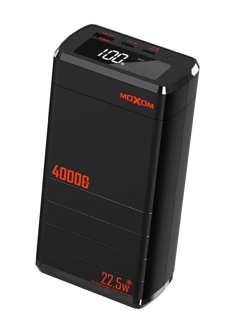 MOXOM MX-PB148 40000mAh Power Bank with LCD Display - 1 USB Port and 2 PD Ports - Fast Charging SCP 22.5W and PD 20W Multi-Device Charging  - Image 1