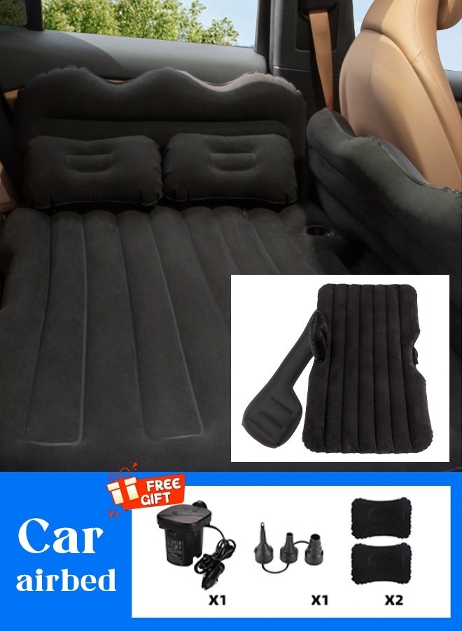 Car Air Mattress, Removable Black Backseat Air Bed with Air-Pump, Portable Car Travel Bed with Pillows Multifunctional Inflatable Car Air Bed - Image 1