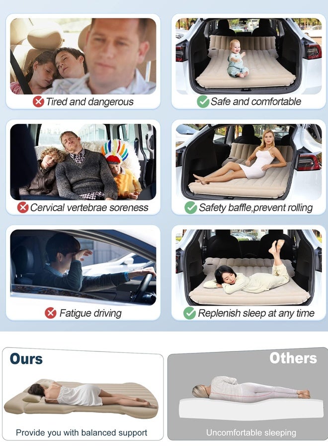 Car Air Mattress, Removable Black Backseat Air Bed with Air-Pump, Portable Car Travel Bed with Pillows Multifunctional Inflatable Car Air Bed - Image 3