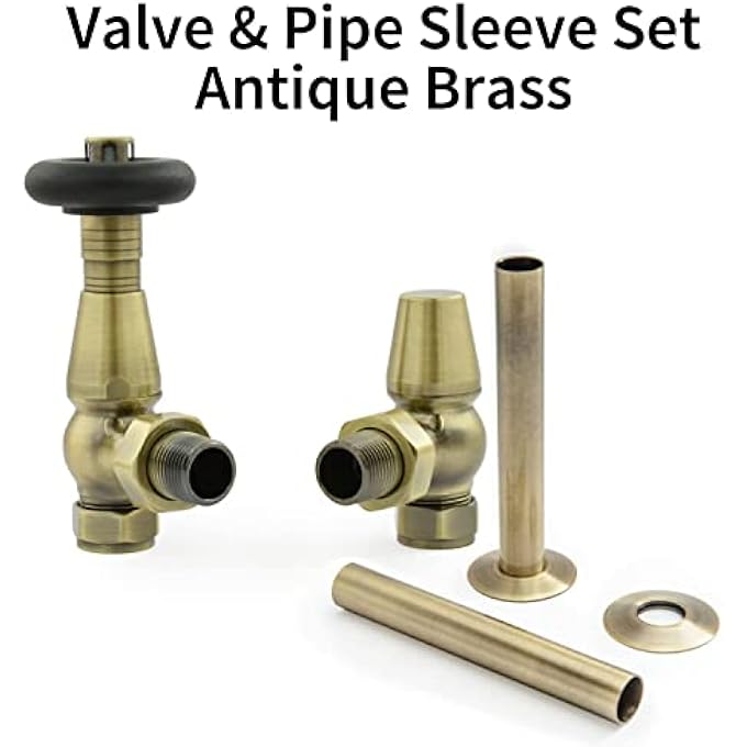 JORDAN TRADITIONAL THERMOSTATIC RADIATOR VALVE (ANGLED TRV) (ANTIQUE BRASS WITH SLEEVE) - Image 2