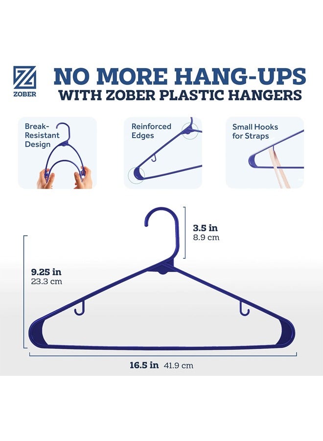 Zober Plastic Hangers 100 Pack - Blue Plastic Hangers - Space Saving Clothes Hangers for Shirts, Pants & for Everyday Use - Clothing Hangers with Hooks - Image 4