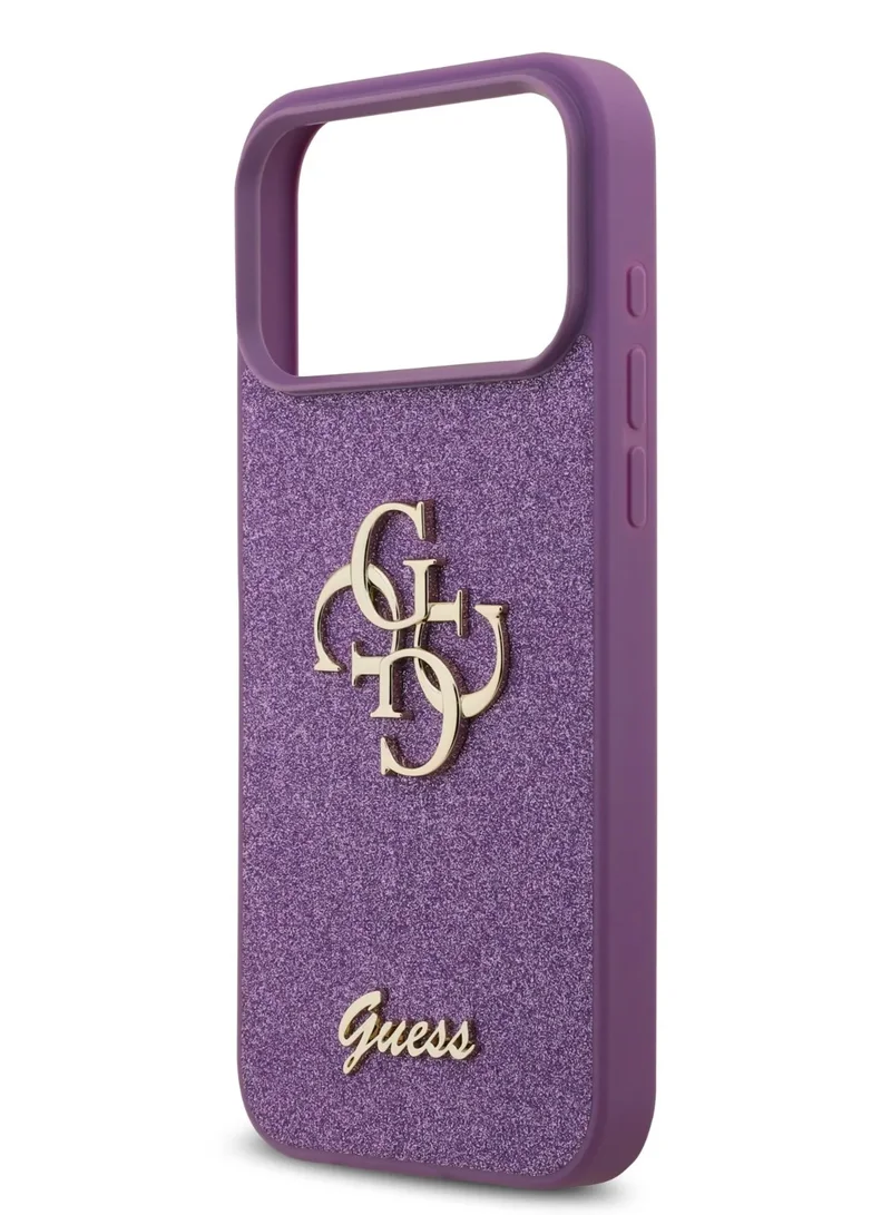 GUESS iPhone 17 Pro Case PU Glitter Cover With Big 4G Metal Logo - Lilac