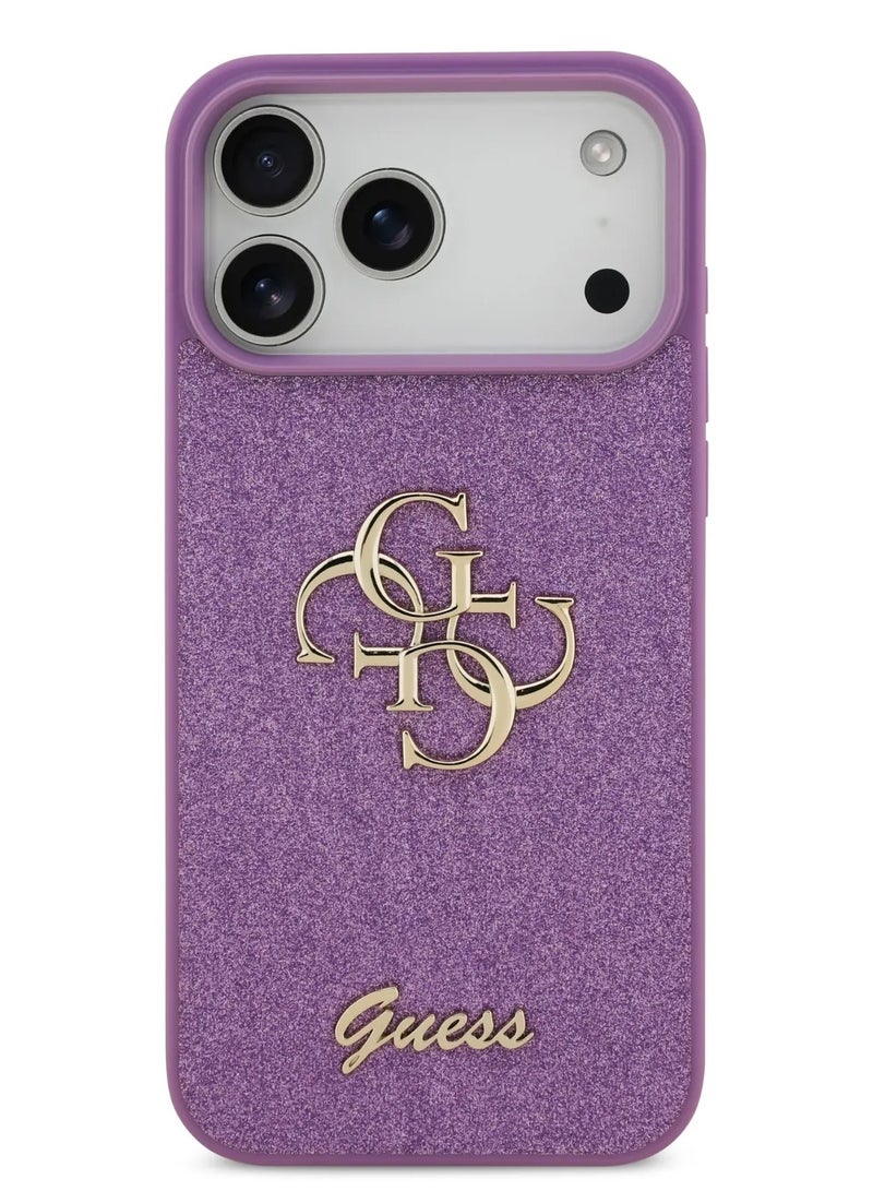GUESS iPhone 17 Pro Case PU Glitter Cover With Big 4G Metal Logo - Lilac - Image 1