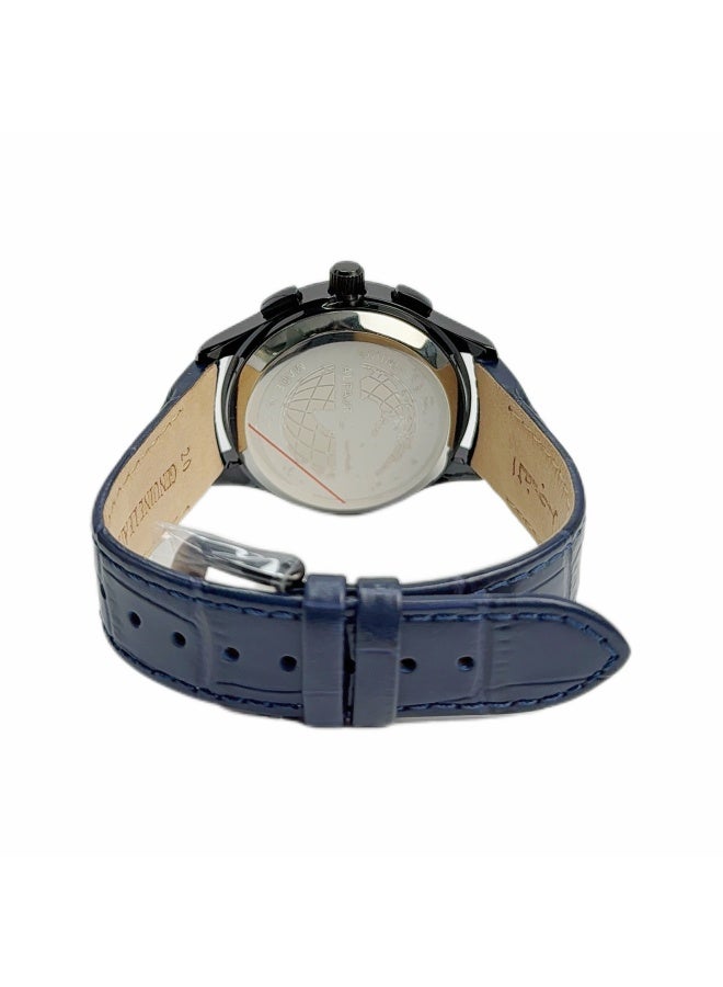 Al Fajr Analogue and digital dual-display Black circular dial wristwatch, blue leather strap and black dial Minimalist and fashionable style watch WW-22BBL-LS - Image 3