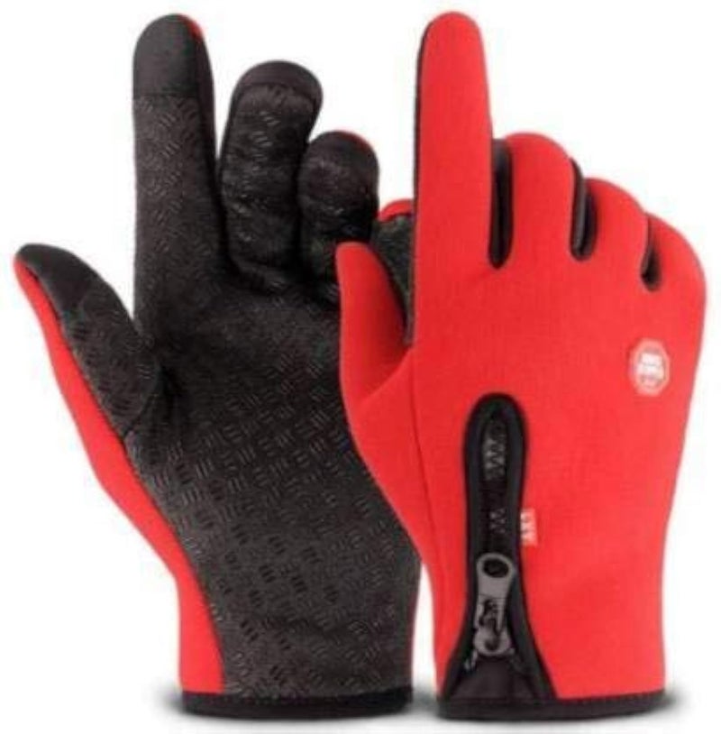 ZaySoo Men's Spandex Winter Cycling Riding Gloves (Red) - Image 3