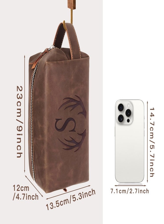 Aganmi Initial Letter Travel Toiletry Bag 30th 40th 50th 60th 70th 80th Birthday Gifts for Men Him PU Leather Shaving Bag for Toiletries Accessories Father's Day Gifts for Dad from Daughter Son (B) - Image 5