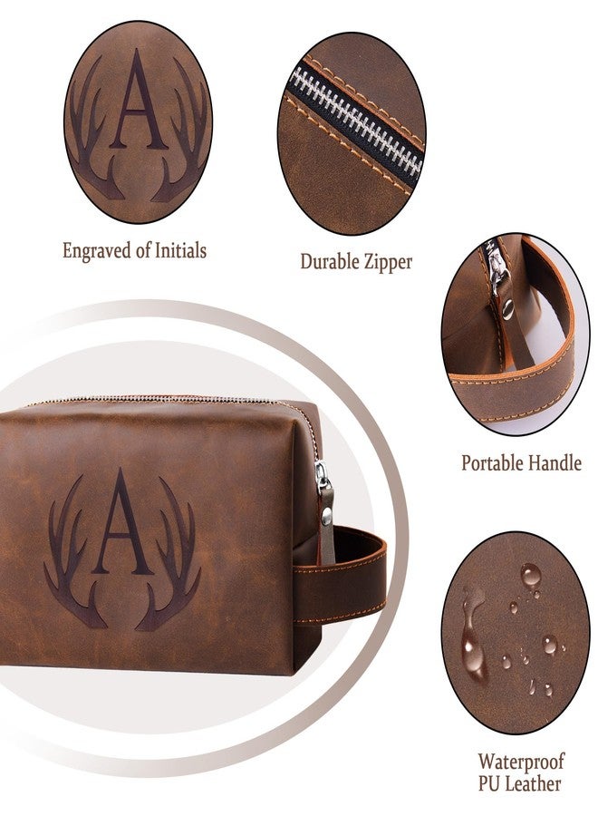 Aganmi Initial Letter Travel Toiletry Bag 30th 40th 50th 60th 70th 80th Birthday Gifts for Men Him PU Leather Shaving Bag for Toiletries Accessories Father's Day Gifts for Dad from Daughter Son (B) - Image 4