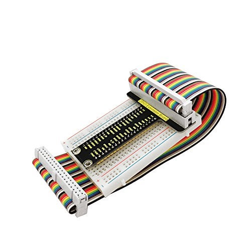 KEYESTUDIO GPIO Breakout Kit for Raspberry Pi - Assembled Pi Breakout + Rainbow Ribbon Cable + 400 Tie Points Solderless Breadboard - Image 5