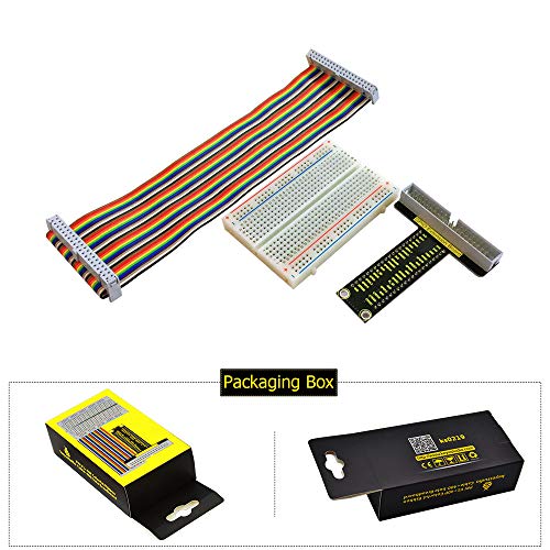 KEYESTUDIO GPIO Breakout Kit for Raspberry Pi - Assembled Pi Breakout + Rainbow Ribbon Cable + 400 Tie Points Solderless Breadboard - Image 2